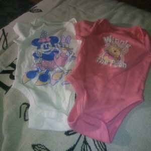 Disney Baby Minnie and Pooh Bodysuit Set - Pink and White